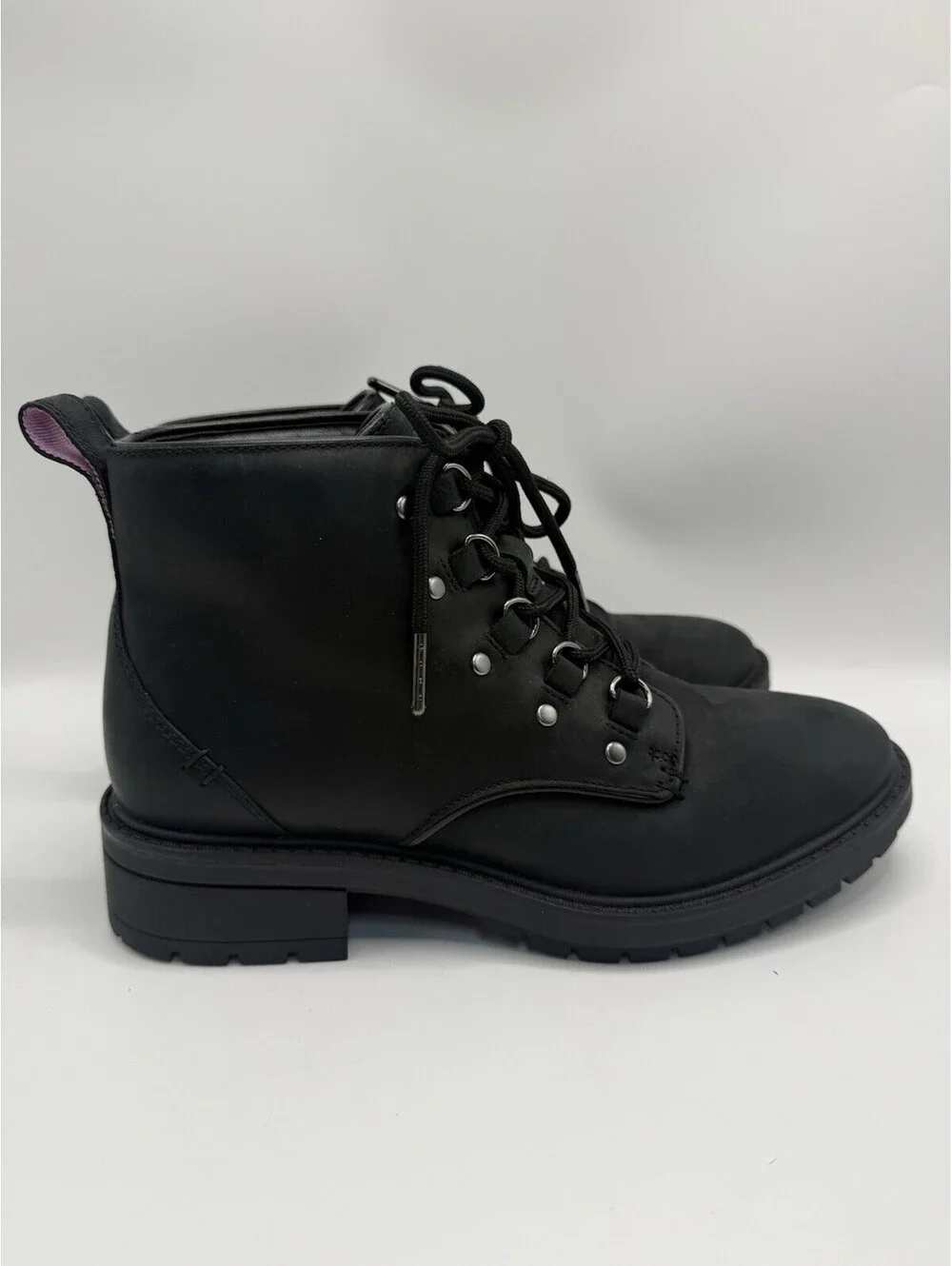 Cole Haan Briana Lace Up Womens 6.5 B Black Leather Hiking Boots Waterproof NWOB